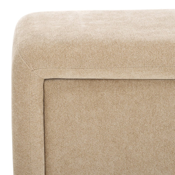 Safavieh Kowal Storage Bench In Sand - Stylish Solid Wood Seating With Cozy Cushion & Hidden Storage Solutions Sand Metal,Wood,Fabric,Foam Bch1301a