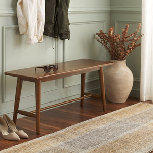 Safavieh Florent Bench - Stylish Wood And Metal Design For Modern Spaces, Perfect For Entryways And Living Rooms Walnut Wood And Metal Bch1400a