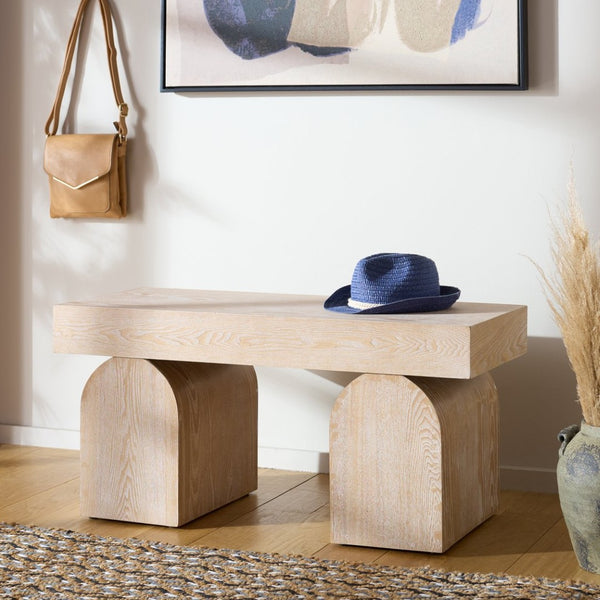 Safavieh Hanra Bench - Sleek And Durable Seating For Entryways, Dining Nooks, Or Bedrooms - Modern Minimalism Bleached White 2 BCH2300B