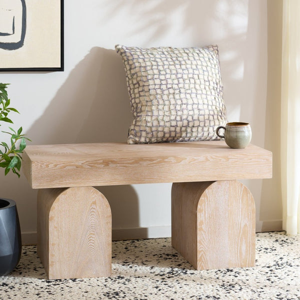 Safavieh Hanra Bench - Sleek And Durable Seating For Entryways, Dining Nooks, Or Bedrooms - Modern Minimalism Bleached White 2 BCH2300B