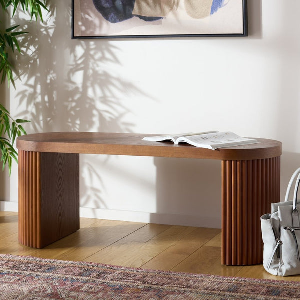 Safavieh Enoki Bench - Modern Elegance For Entryways Or Dining Rooms With Durable, Stylish Design And Comfort Walnut BCH2301A