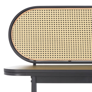 Safavieh Quillion Cane Bench - Coastal-Inspired Elegance With Oval Back, Matte Black Frame & Versatile Style BCH2500A