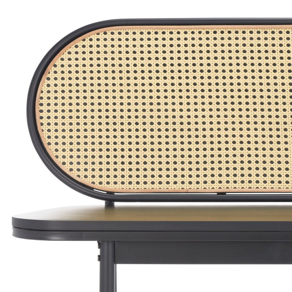 Safavieh Quillion Cane Bench - Coastal-Inspired Elegance With Oval Back, Matte Black Frame & Versatile Style BCH2500A