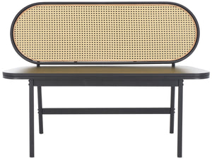 Safavieh Quillion Cane Bench  XII23 Black / Natural  Wood BCH2500A