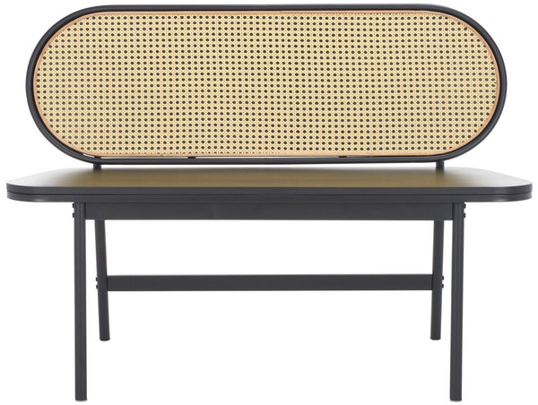 Safavieh Quillion Cane Bench  XII23 Black / Natural  Wood BCH2500A
