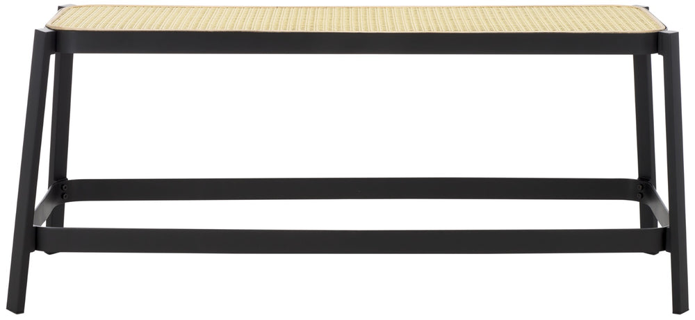 Safavieh Jaguar Cane Bench - Coastal Elegance With Modern Black Frame & Natural Rattan For Stylish Living Spaces BCH2501A