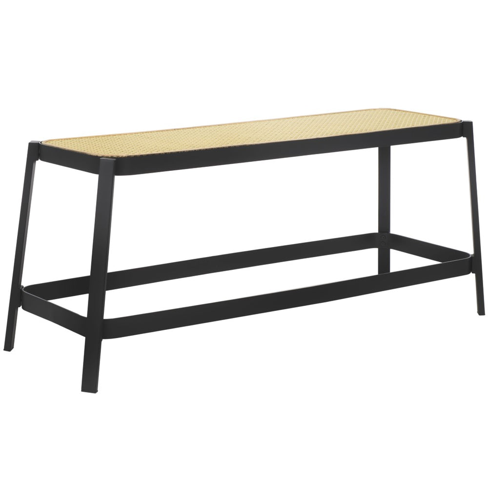 Safavieh Jaguar Cane Bench - Coastal Elegance With Modern Black Frame & Natural Rattan For Stylish Living Spaces BCH2501A