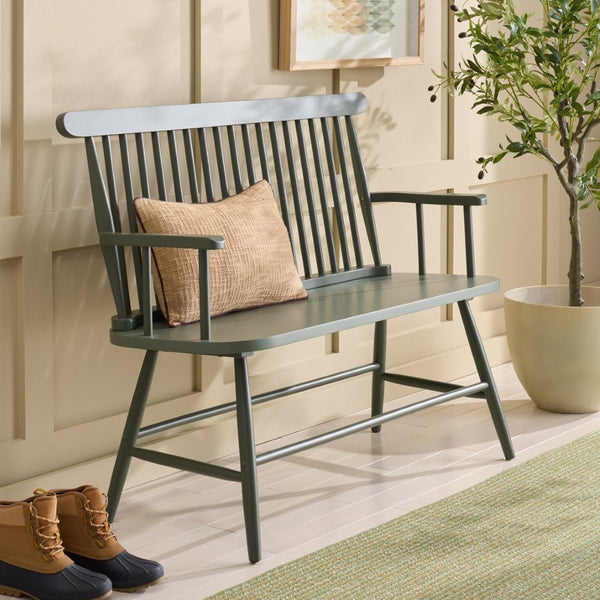 Safavieh Eton Bench - Elegant Rubberwood Seating For Entryways, Dining Areas & Living Rooms, Easy Assembly Dark Green BCH3300B