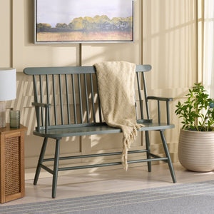 Safavieh Eton Bench - Elegant Rubberwood Seating For Entryways, Dining Areas & Living Rooms, Easy Assembly Dark Green BCH3300B