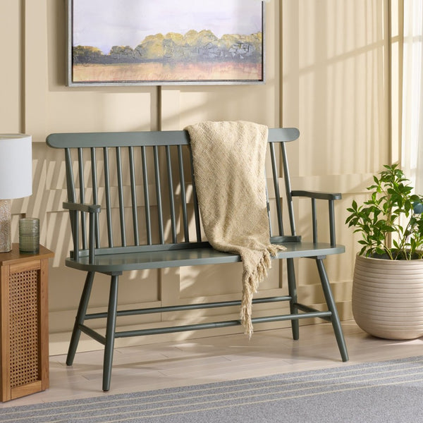 Safavieh Eton Bench - Elegant Rubberwood Seating For Entryways, Dining Areas & Living Rooms, Easy Assembly Dark Green BCH3300B