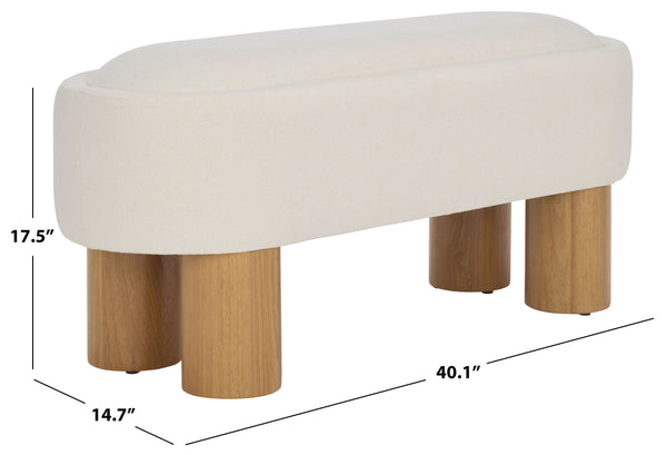 Safavieh Posner Bench - Elegant Ivory & Natural Rubberwood Design For Comfort And Style In Any Room Ivory ,Natural Wood,Foam,Fabric Bch3403a