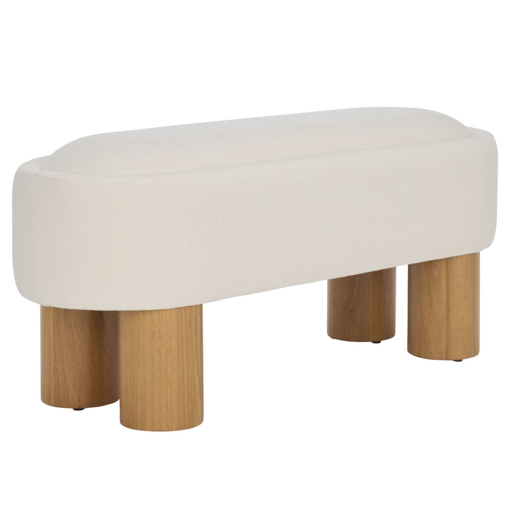 Safavieh Posner Bench - Elegant Ivory Upholstered Seat With Natural Rubberwood, Perfect For Any Modern Space BCH3403A
