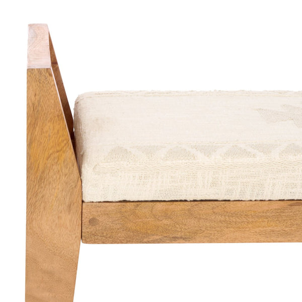 Safavieh Hamburg Wood Bench With Chevron Upholstery - Stylish Mango Frame For Entryway & Living Spaces BCH3702A