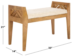 Safavieh Hamburg Wood Bench With Chevron Upholstery - Stylish Mango Frame For Entryway & Living Spaces BCH3702A