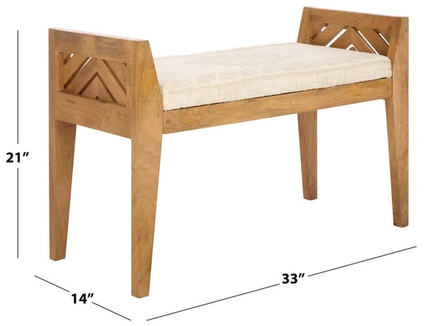 Safavieh Hamburg Wood Bench With Chevron Upholstery - Stylish Mango Frame For Entryway & Living Spaces BCH3702A