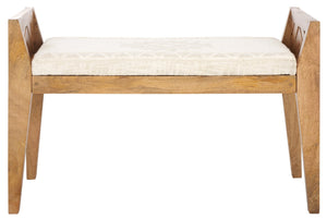 Safavieh Hamburg Wood Bench With Chevron Upholstery - Stylish Mango Frame For Entryway & Living Spaces BCH3702A