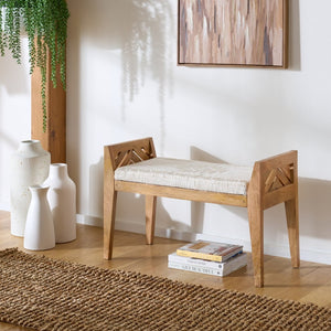 Safavieh Hamburg Wood Bench With Chevron Upholstery - Stylish Mango Frame For Entryway & Living Spaces BCH3702A