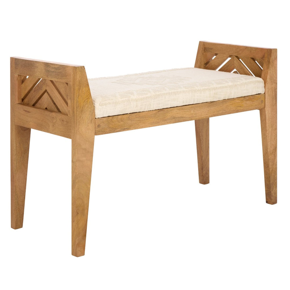 Safavieh Hamburg Wood Bench With Chevron Upholstery - Stylish Mango Frame For Entryway & Living Spaces BCH3702A