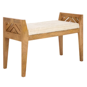 Safavieh Hamburg Wood Bench With Chevron Upholstery - Stylish Mango Frame For Entryway & Living Spaces BCH3702A