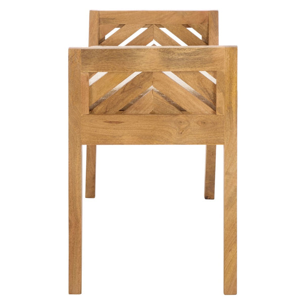 Safavieh Hamburg Wood Bench With Chevron Upholstery - Stylish Mango Frame For Entryway & Living Spaces BCH3702A