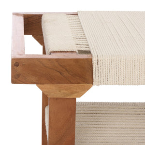 Safavieh Munich Stylish Compact Bench With Shelf – Solid Acacia Wood & Woven Cotton For Modern Spaces BCH3703A