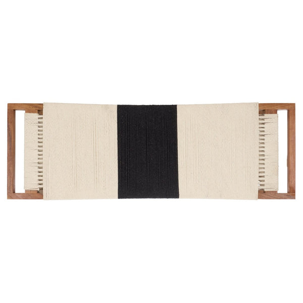 Safavieh Munich Stylish Compact Bench With Shelf – Solid Acacia Wood & Woven Cotton For Modern Spaces BCH3703A
