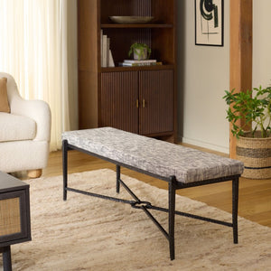 Safavieh Zhanna Foam Filled Bench Cushion Structured Fabric Seat for Entryway or Patio Gray BCH3704A