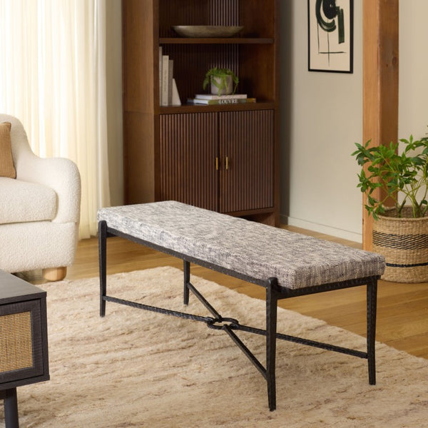 Safavieh Zhanna Foam Filled Bench Cushion Structured Fabric Seat for Entryway or Patio Gray BCH3704A