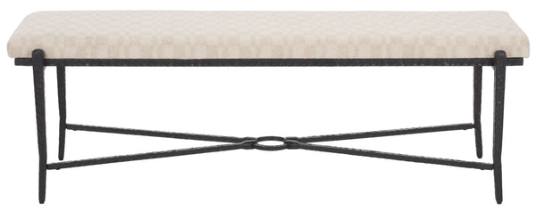 Safavieh Zhanna Foam Filled Bench Cushion Structured Fabric Seat for Entryway or Patio Cream BCH3704B