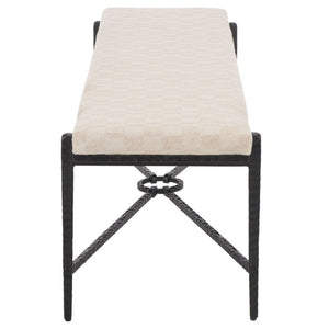 Safavieh Zhanna Foam Filled Bench Cushion Structured Fabric Seat for Entryway or Patio Cream BCH3704B