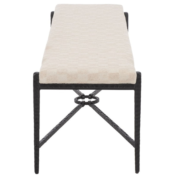 Safavieh Zhanna Foam Filled Bench Cushion Structured Fabric Seat for Entryway or Patio Cream BCH3704B