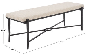 Safavieh Zhanna Foam Filled Bench Cushion Structured Fabric Seat for Entryway or Patio Cream BCH3704B