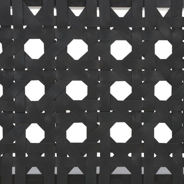 Walda Leather Woven Bench - Contemporary Black Mahogany Accent for Chic Living Spaces & Style