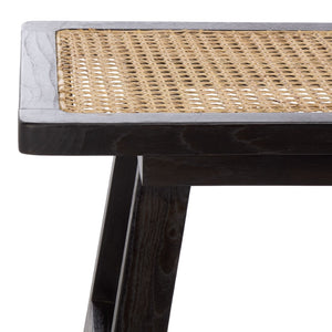 Safavieh Henrik Coastal-Chic Bench - Versatile A-Frame Design For Entryway, Living Space, Or Bedroom Decor Black Frame / Natural Cane Seat BCH4002A