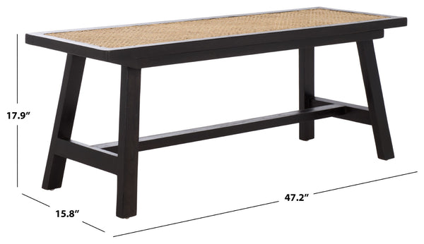 Safavieh Henrik Coastal-Chic Bench - Versatile A-Frame Design For Entryway, Living Space, Or Bedroom Decor Black Frame / Natural Cane Seat BCH4002A