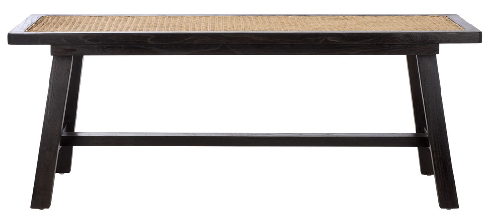 Safavieh Henrik Coastal-Chic Bench - Versatile A-Frame Design For Entryway, Living Space, Or Bedroom Decor Black Frame / Natural Cane Seat BCH4002A