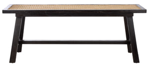 Safavieh Henrik Coastal-Chic Bench - Versatile A-Frame Design For Entryway, Living Space, Or Bedroom Decor Black Frame / Natural Cane Seat BCH4002A
