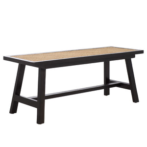 Safavieh Henrik Coastal-Chic Bench - Versatile A-Frame Design For Entryway, Living Space, Or Bedroom Decor Black Frame / Natural Cane Seat BCH4002A