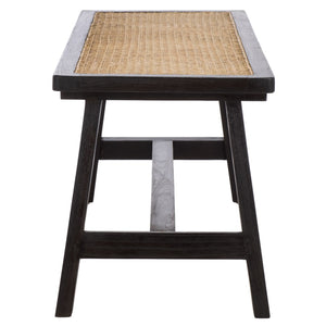 Safavieh Henrik Coastal-Chic Bench - Versatile A-Frame Design For Entryway, Living Space, Or Bedroom Decor Black Frame / Natural Cane Seat BCH4002A
