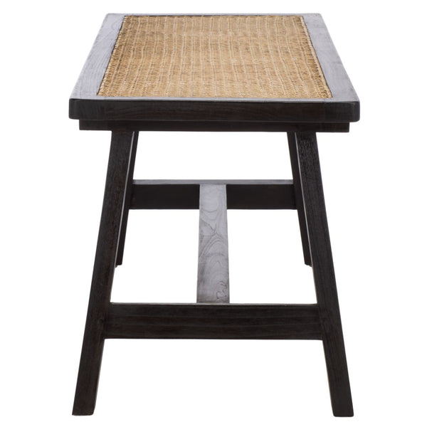 Safavieh Henrik Coastal-Chic Bench - Versatile A-Frame Design For Entryway, Living Space, Or Bedroom Decor Black Frame / Natural Cane Seat BCH4002A