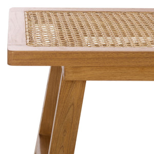 Safavieh Henrik Coastal-Chic Bench - Versatile A-Frame Design For Entryway, Living Space, Or Bedroom Decor Natural Frame / Natural Cane Seat BCH4002B
