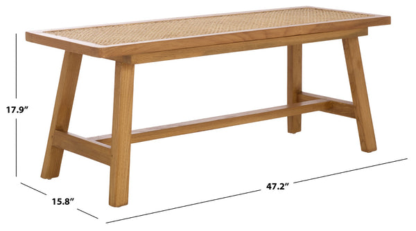 Safavieh Henrik Coastal-Chic Bench - Versatile A-Frame Design For Entryway, Living Space, Or Bedroom Decor Natural Frame / Natural Cane Seat BCH4002B