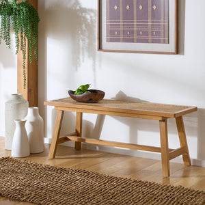 Safavieh Henrik Cane Bench - Stylish A-frame Design With Coastal-chic Rattan Seat For Modern Decor Appeal Natural Wood ,Cane Bch4002b