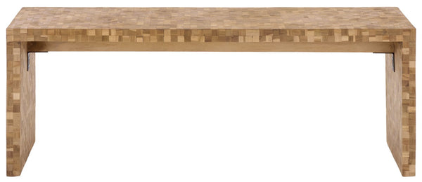 Safavieh Francisco Outdoor Bench Recycled Teak Wood Rustic Garden Patio Accent Seating BCH4003A