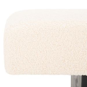 Safavieh Quentin Bench - Plush Faux Shearling Seating For Modern Interiors, Entryway, Or Bedroom Accent Off White / Black BCH4500A