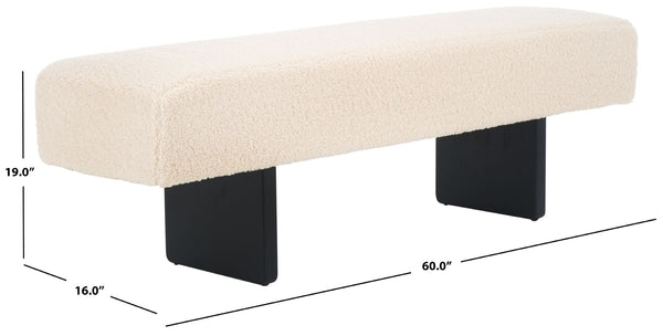 Safavieh Quentin Bench - Plush Faux Shearling Seating For Modern Interiors, Entryway, Or Bedroom Accent Off White / Black BCH4500A