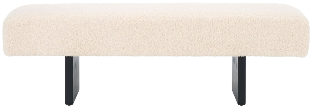 Safavieh Quentin Bench - Plush Faux Shearling Seating For Modern Interiors, Entryway, Or Bedroom Accent Off White / Black BCH4500A