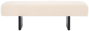 Safavieh Quentin Bench - Plush Faux Shearling Seating For Modern Interiors, Entryway, Or Bedroom Accent Off White / Black BCH4500A