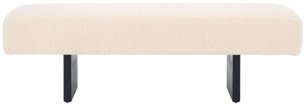 Safavieh Quentin Bench - Plush Faux Shearling Seating For Modern Interiors, Entryway, Or Bedroom Accent Off White / Black BCH4500A