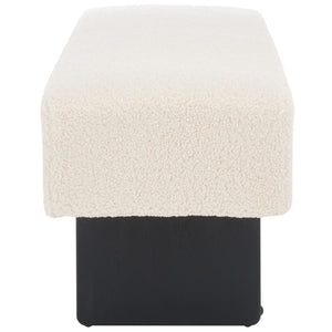 Safavieh Quentin Bench - Plush Faux Shearling Seating For Modern Interiors, Entryway, Or Bedroom Accent Off White / Black BCH4500A